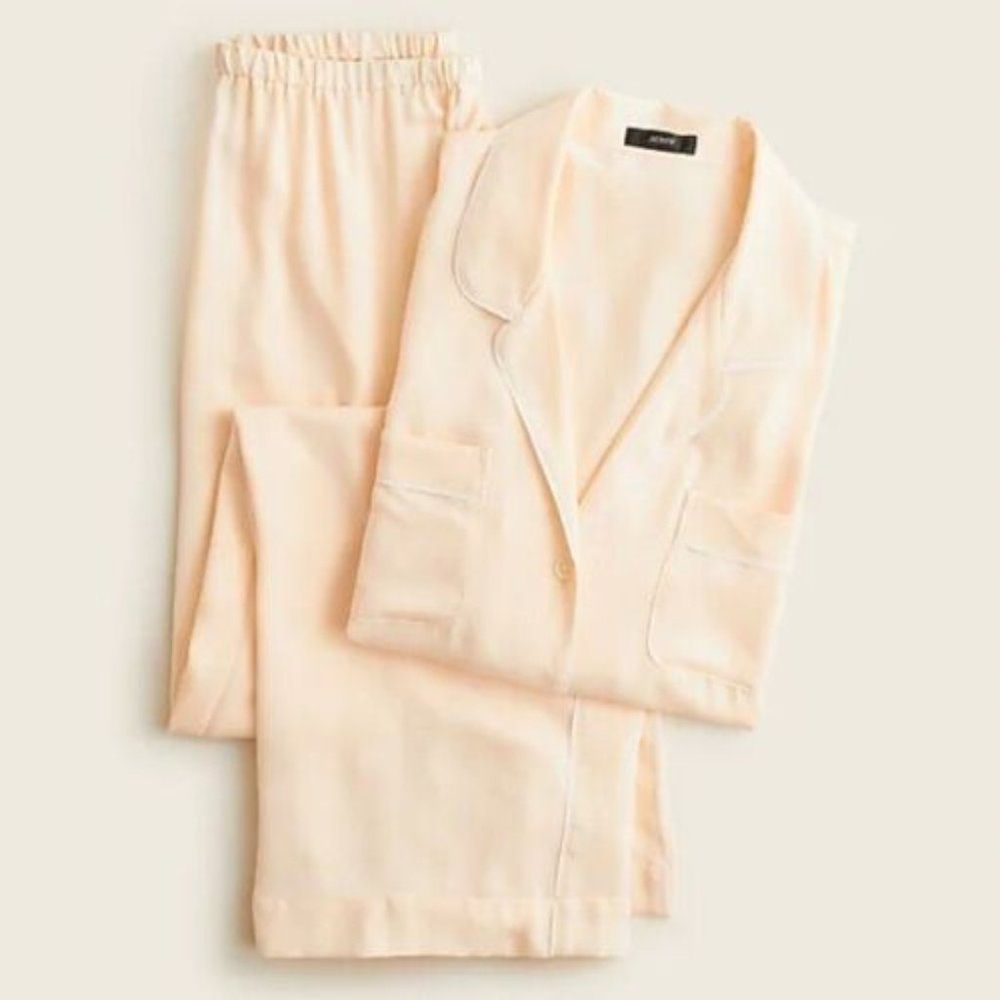 NWT J crew palest peach easy luxe eco long sleeve pajama set Size: M